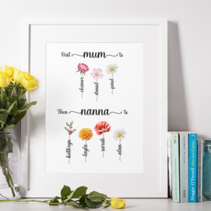 First Mum Now Nanna Print | Grandma's Garden | Mother's Day Gift