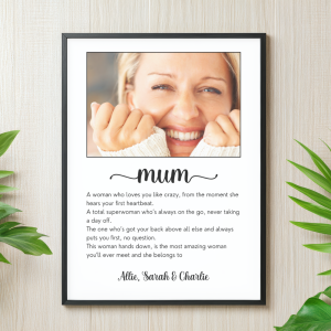 Personalised Meaning of Mum Print with Photo