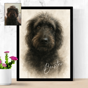 personalised digital watercolor pet portrait