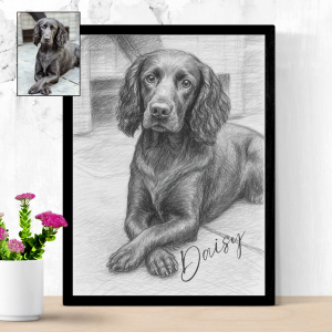 Custom Digital Pencil Sketch Pet Portrait | Personalised Pencil Drawing from Your Photo