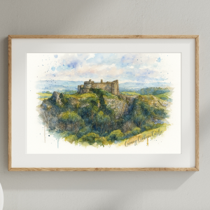 Carreg Cennen Castle Digital Watercolour Print  | Welsh Gift Idea