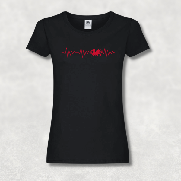 Women's Slim Fit Welsh Heartbeat T-Shirt | Red Dragon Flock Design - Image 4