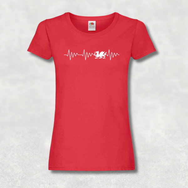 Women's Slim Fit Welsh Heartbeat T-Shirt | Red Dragon Flock Design - Image 3