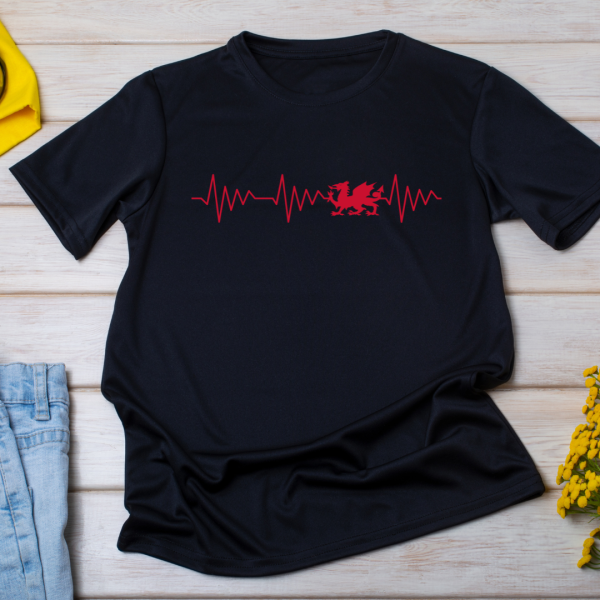 Welsh Heartbeat T-Shirt – Unisex Fit | Red Dragon Design - Image 5