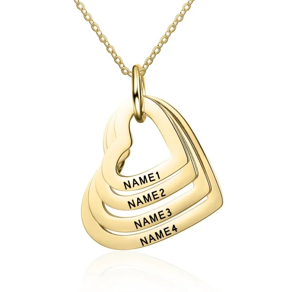 Customised Stainless Steel Engraved Name Hearts Necklace - 1 to 4 names - Image 2