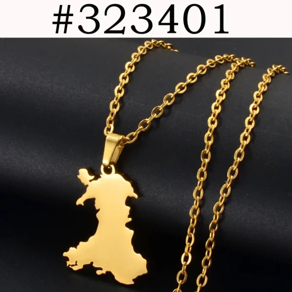 Stainless Steel Map of Wales Necklace - 2 Colours - 2 options - Image 2