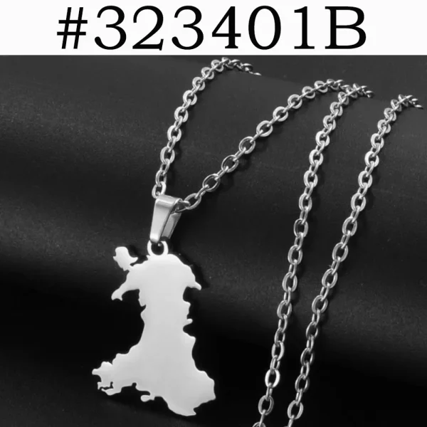Stainless Steel Map of Wales Necklace - 2 Colours - 2 options - Image 3