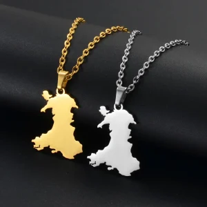 Stainless Steel Map of Wales Necklace - 2 Colours - 2 options