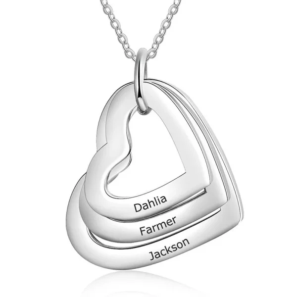 Customised Stainless Steel Engraved Name Hearts Necklace - 1 to 4 names - Image 3