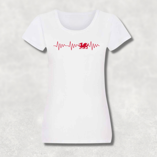 Women's Semi-Fitted Welsh Heartbeat T-Shirt | Red Dragon Design - Image 2