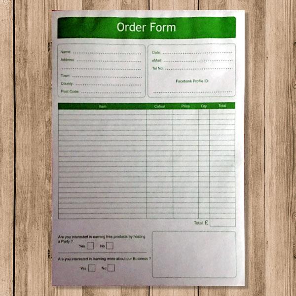 Order Form - Green (No Carbon Required) (pck 1000)